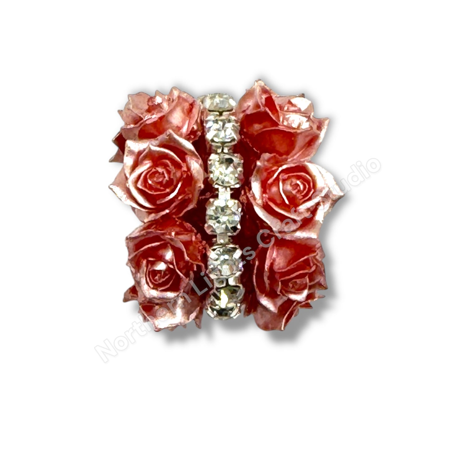 Double Row Flower with Rhinestone Chain Fancy Indian Bead