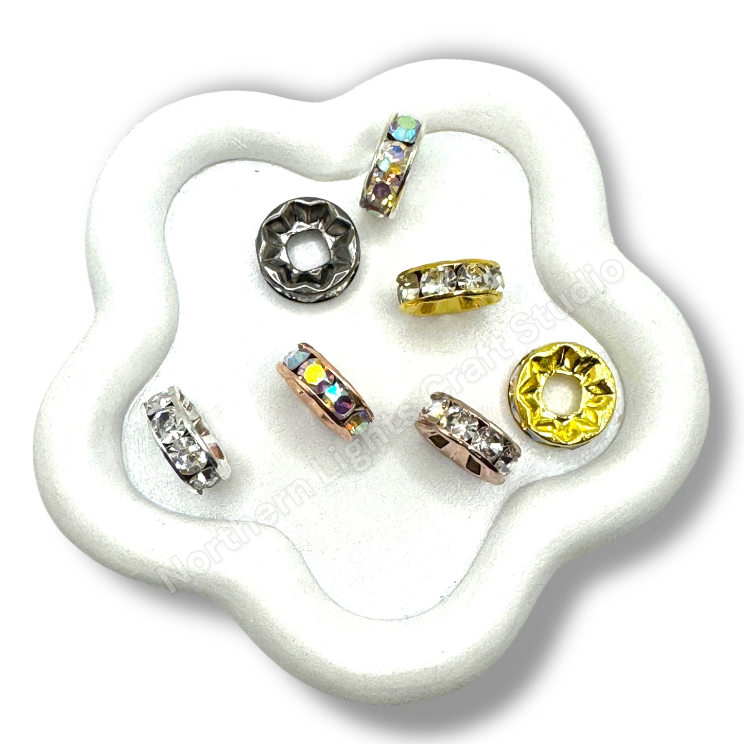 15mm Large Hole Rhinestone Spacers - 10 pc.