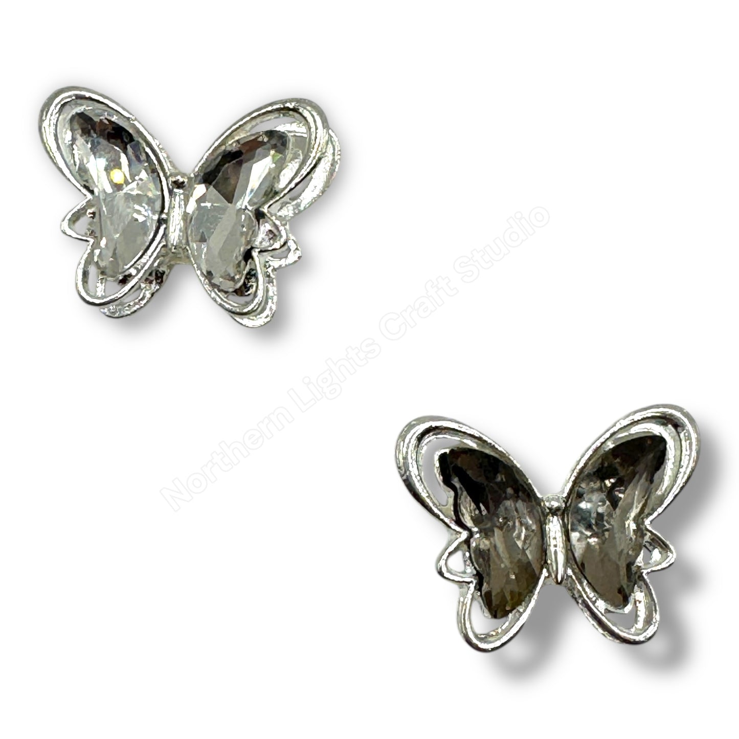 Metal Alloy Silver Crystal Butterfly - 1pc.