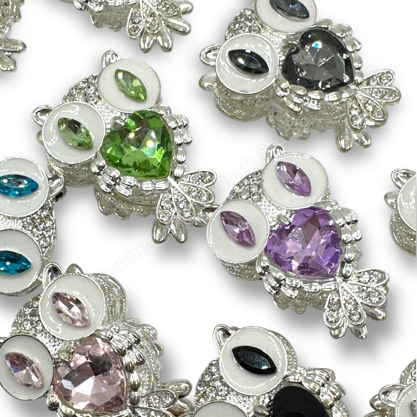 Metal Alloy Crystal Owl Fancy Bead - 1pc.