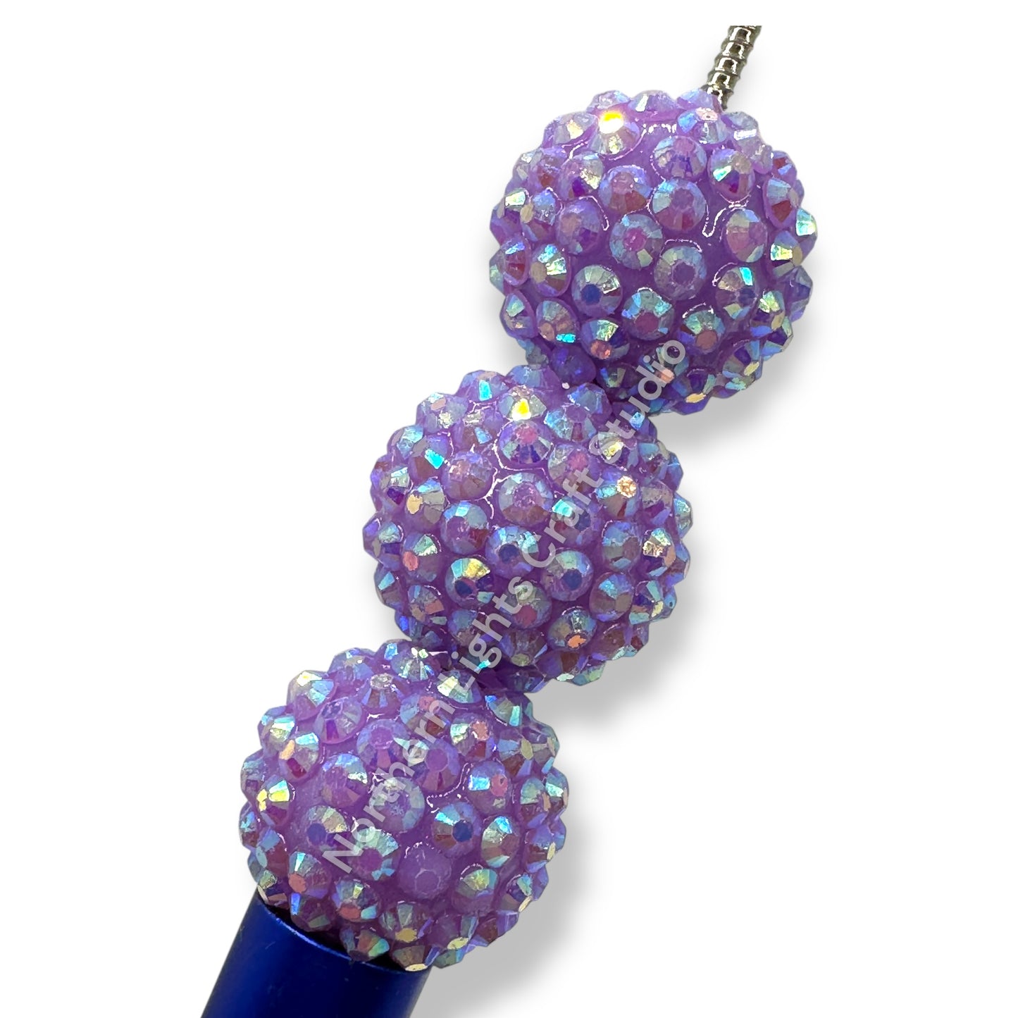 Purple AB 20mm Acrylic Rhinestone Bubblegum Beads - 10pc.