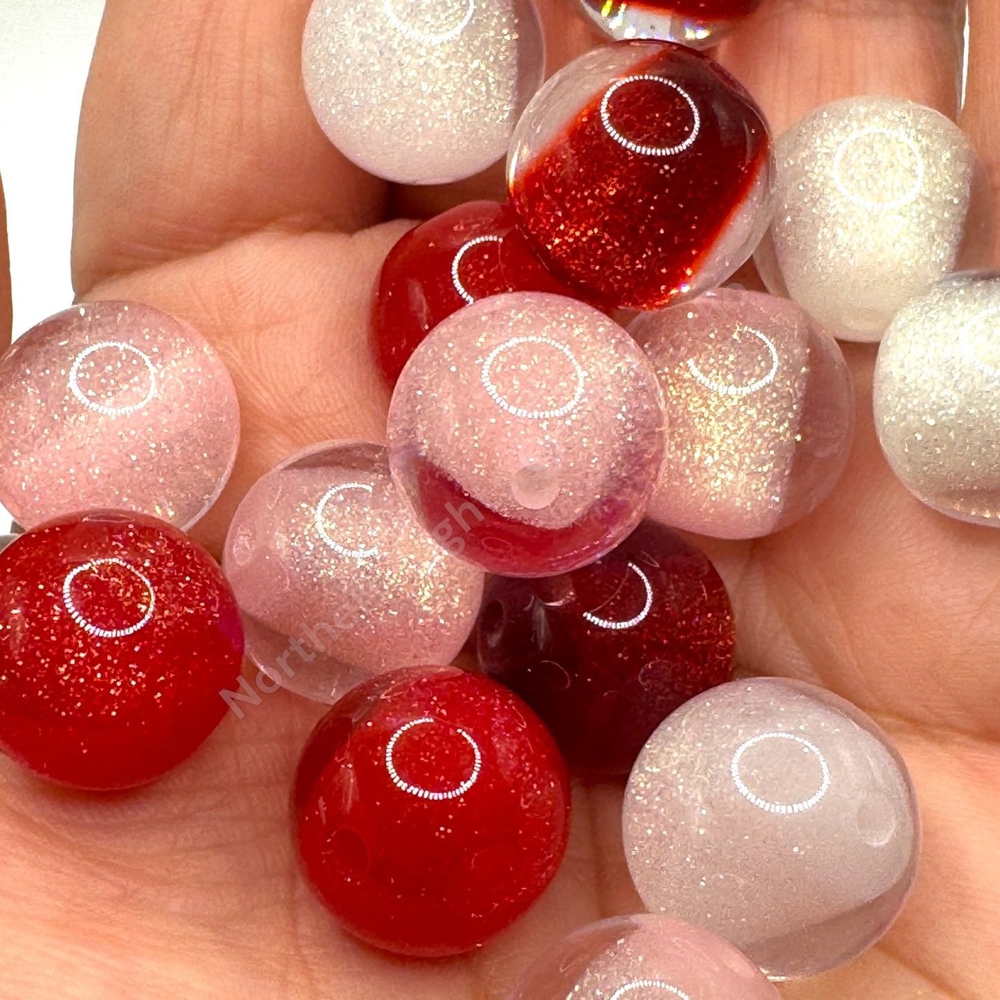 Sweet Love Valentine's Day Glittery Core Luminous 16mm Bead - 20 pc. Mix