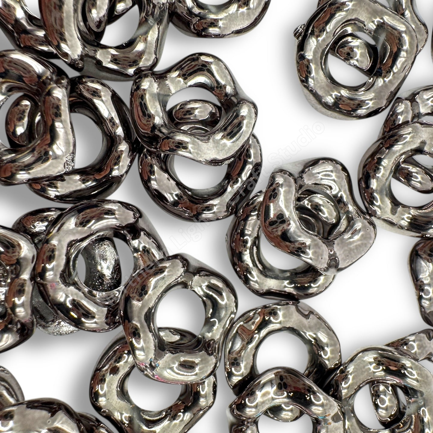 Metallic Finish Acrylic Wavy Spacer 16mm - Choose Color - 50 pcs