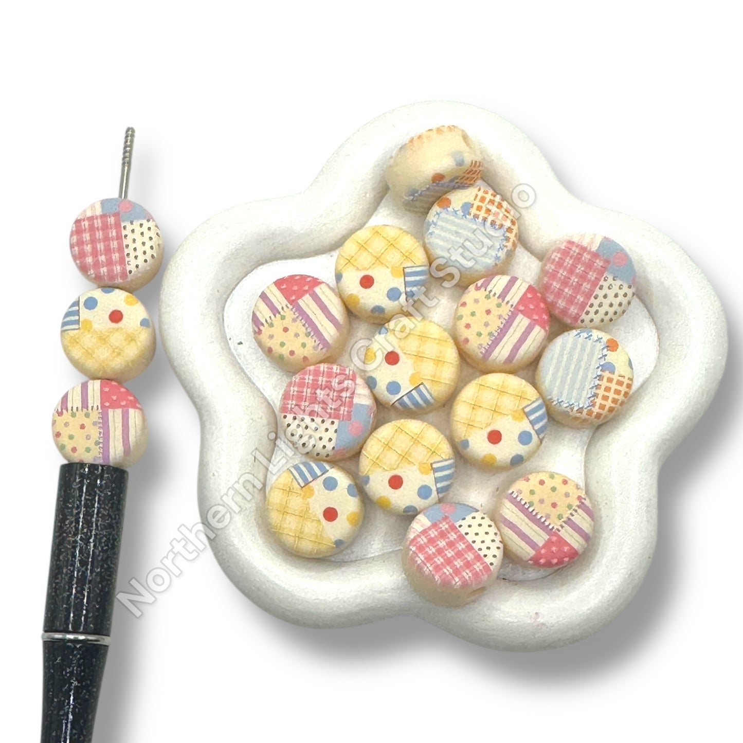 Pastel Patchwork Disc 16mm Beads - 10 pc.