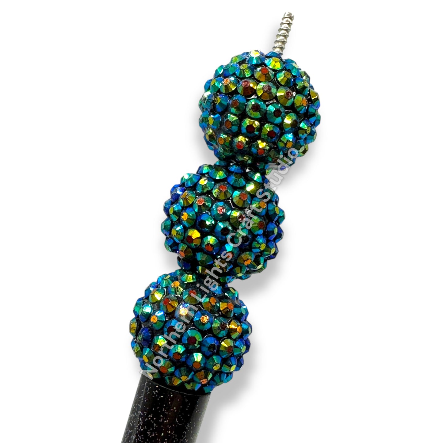 Dark Green AB Acrylic Rhinestone Bubblegum Beads - 10pc.