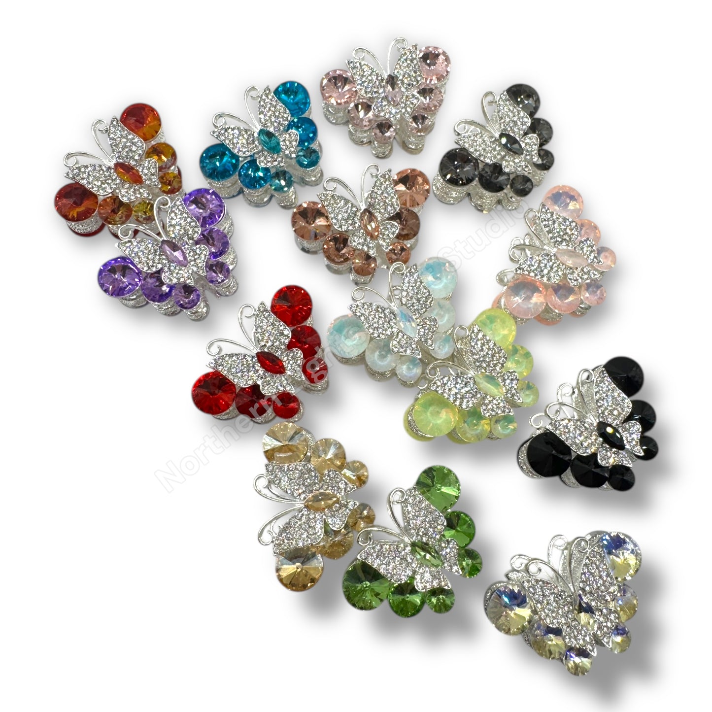 Metal Alloy Large Crystal Butterfly Bead -1pc.