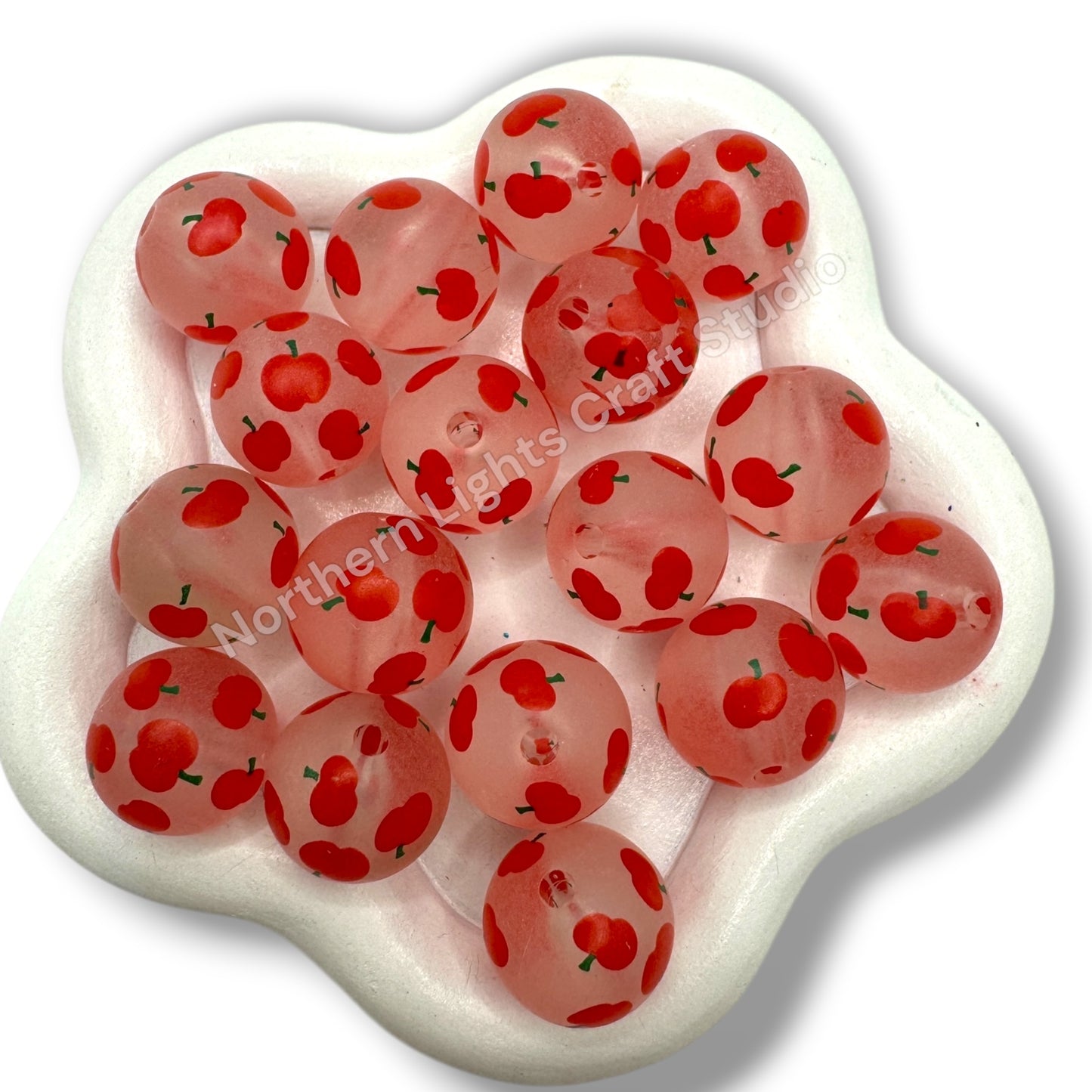 Strawberry or Apple Printed Beads -16mm - 10pc.