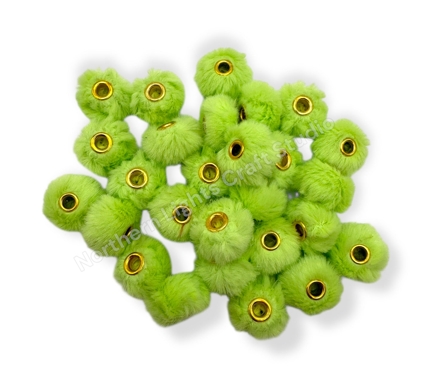 Lime Green Fuzzy Spacer 30 pc. - 20mm