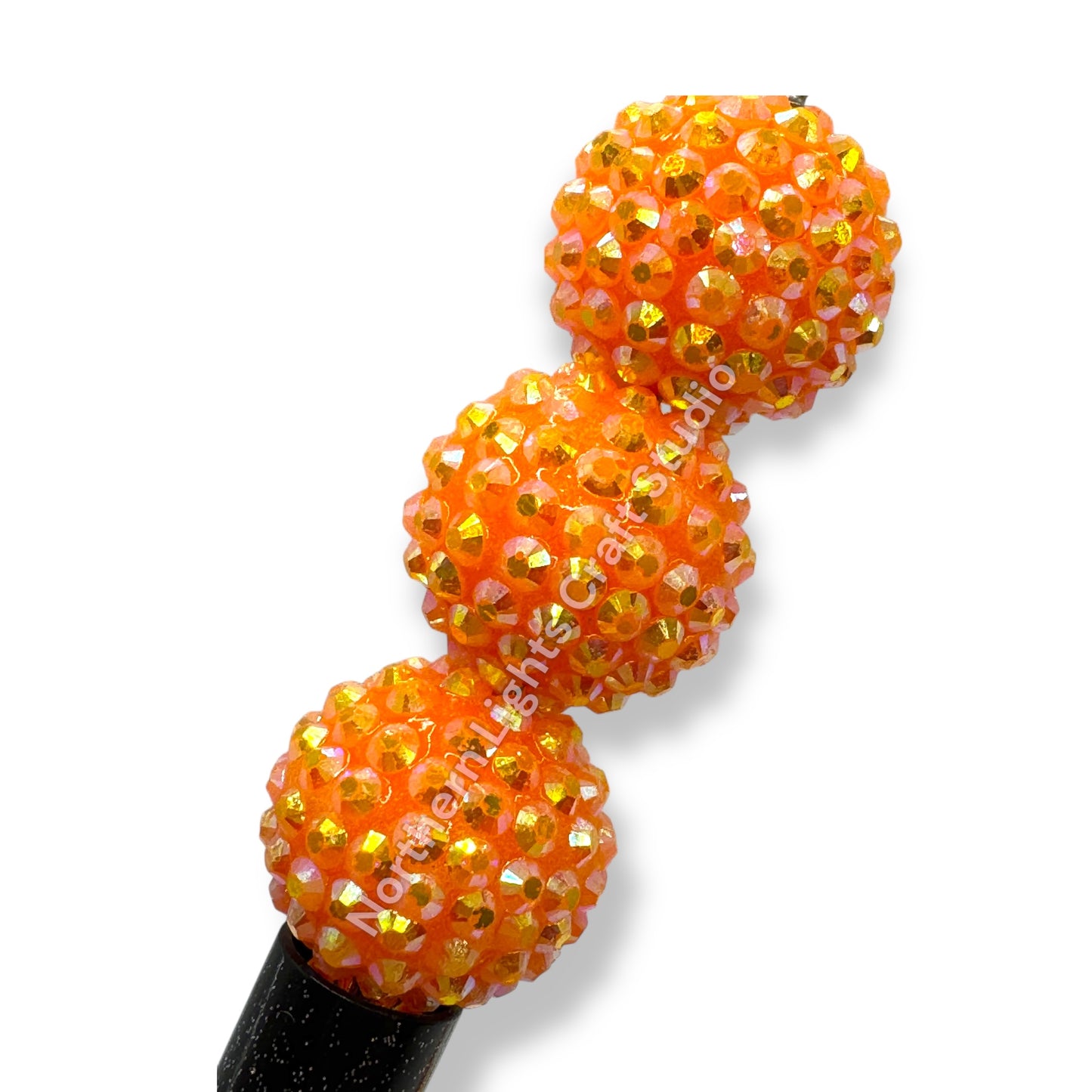 Orange AB 20mm Acrylic Rhinestone Bubblegum Beads - 10pc.