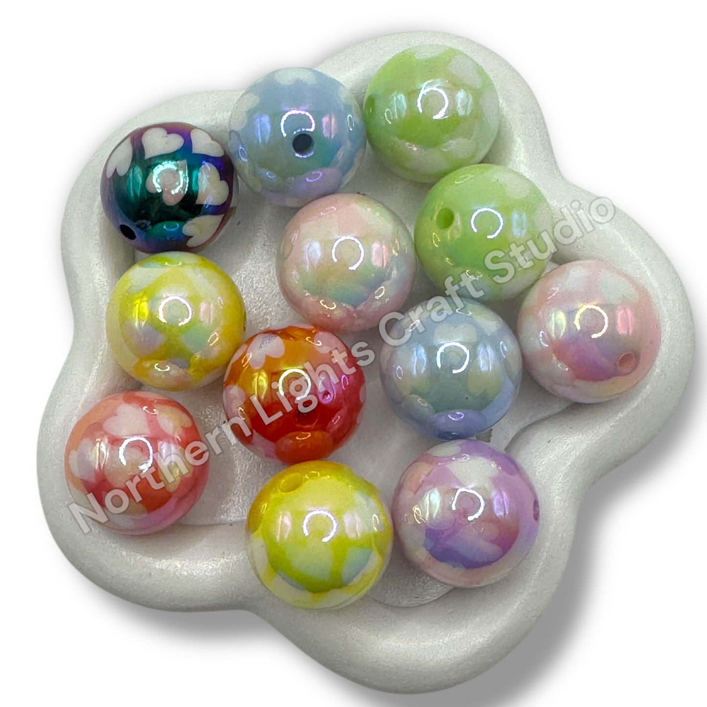 UV Printed Small Hearts Bead 20mm - 10pc.