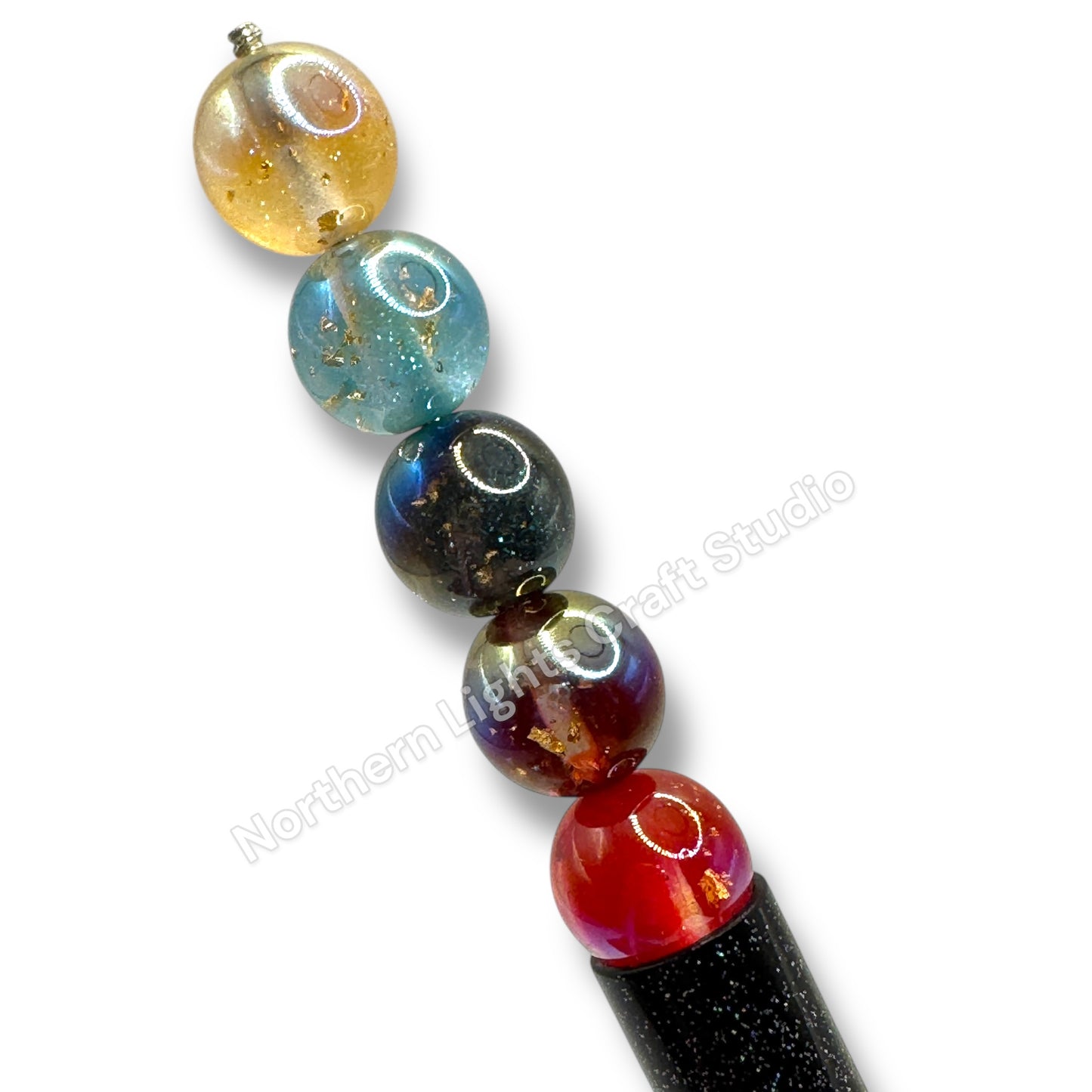 12mm Cat's Eye Glitter Gold Flake Galaxy Beads - 25 pcs.
