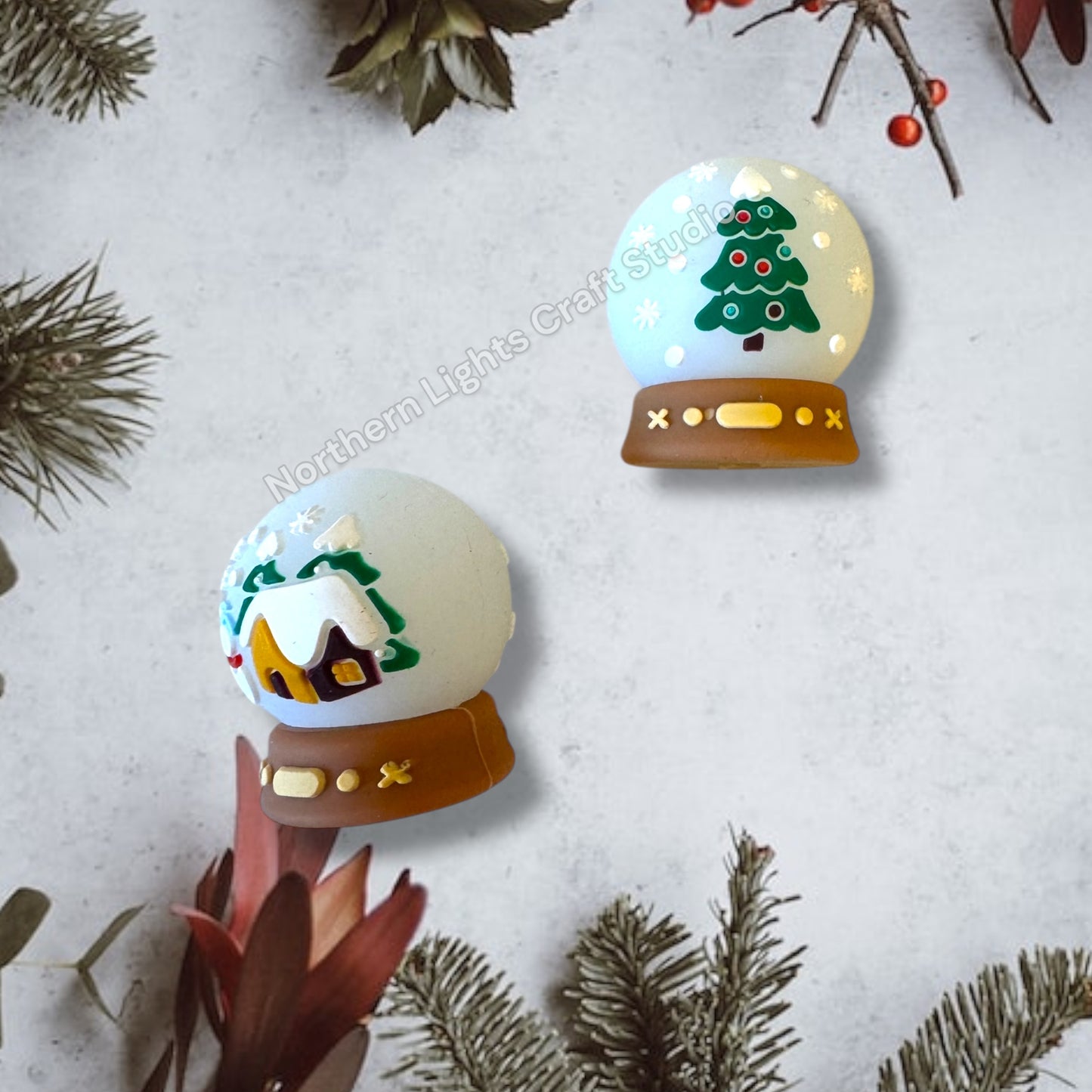 3D Christmas Snowglobe Silicone Focal Bead