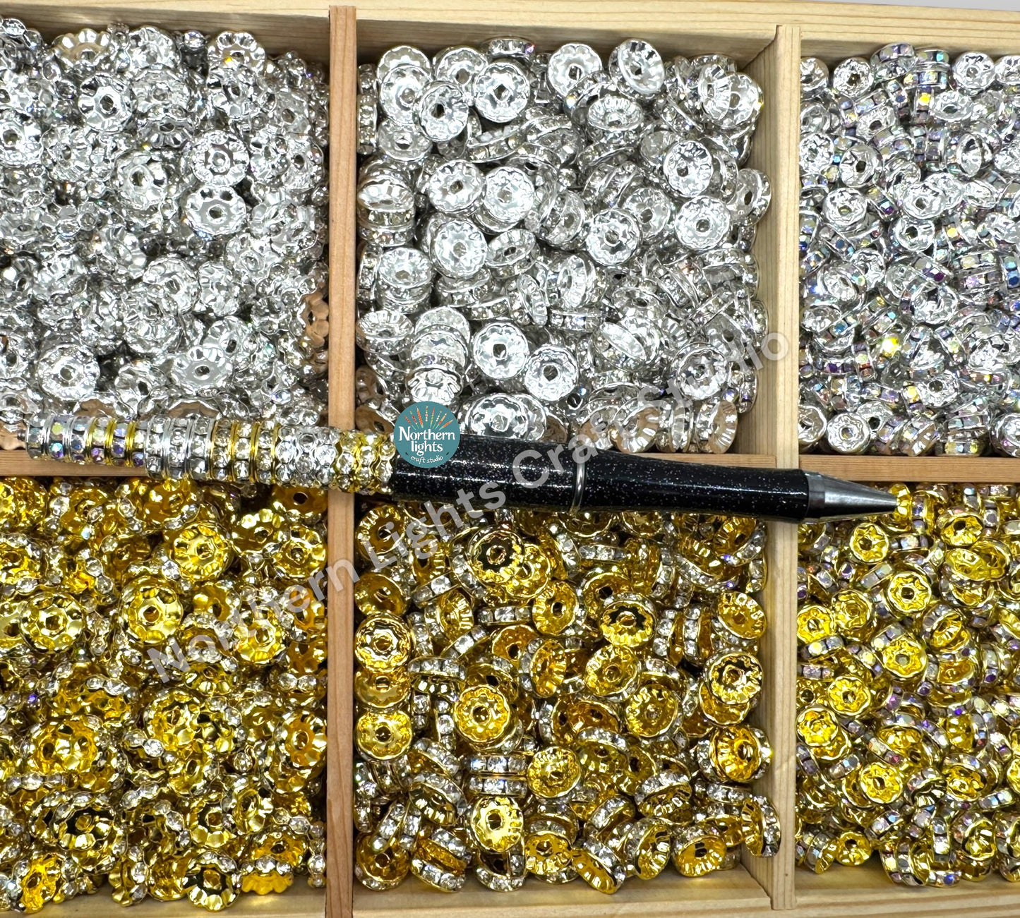 Metal Rhinestone Spacers 8, 10, or 12mm - 30 pcs.
