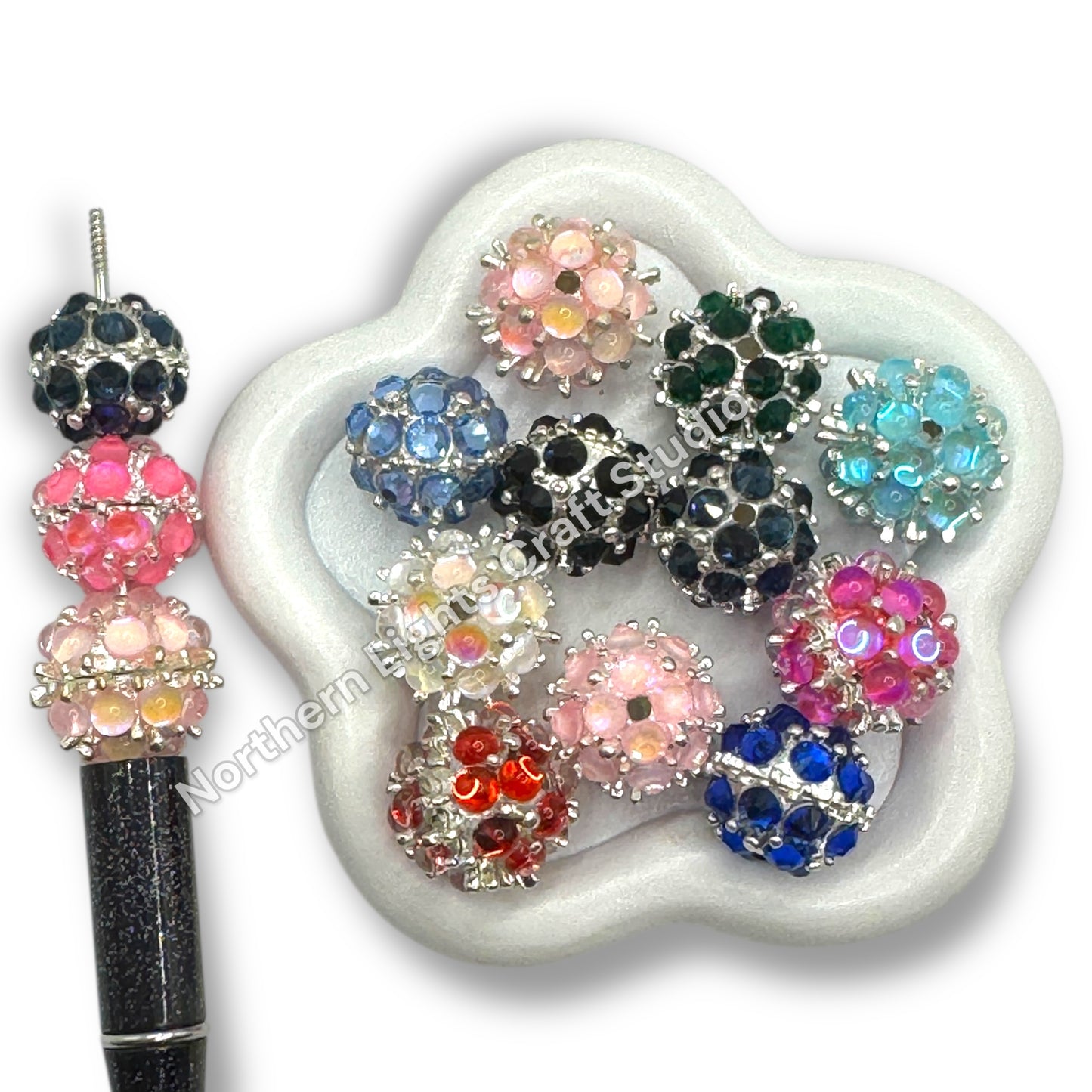 Metal Alloy Crystal Bubble Beads 18-20mm - 10pc.
