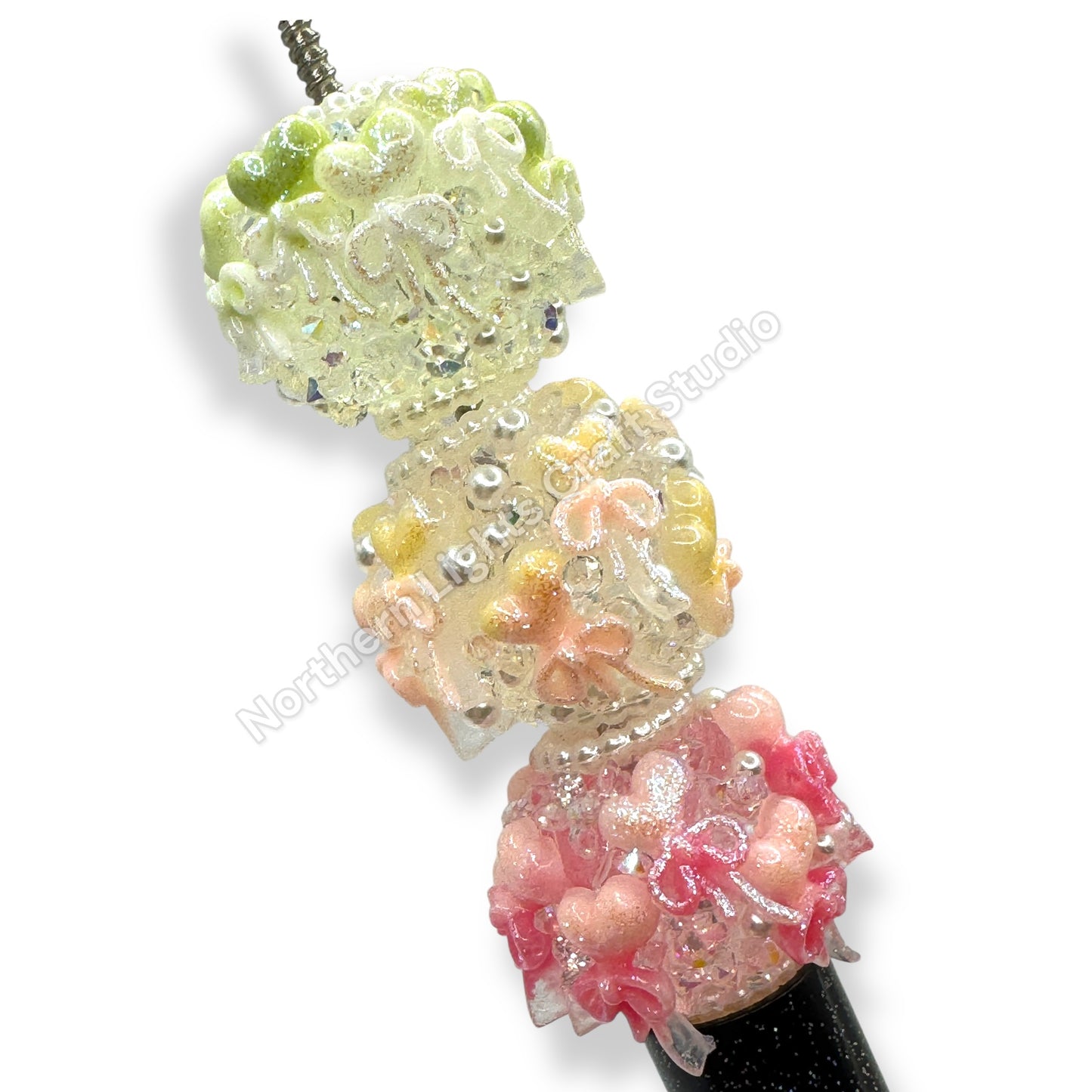 Acrylic Heart Balloon Sugar Beads 20mm - 3 pc mix