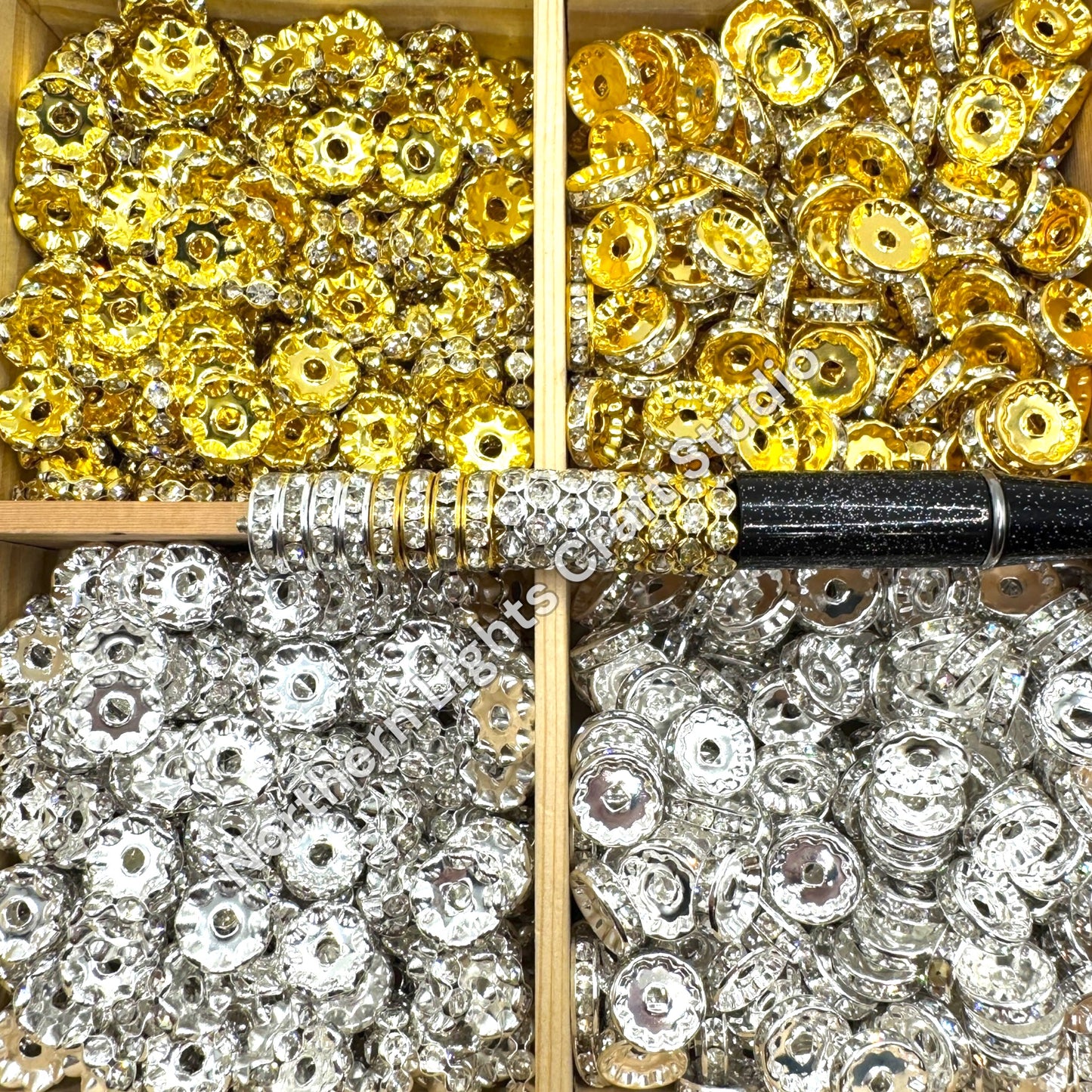Metal Rhinestone Spacers 8, 10, or 12mm - 30 pcs.