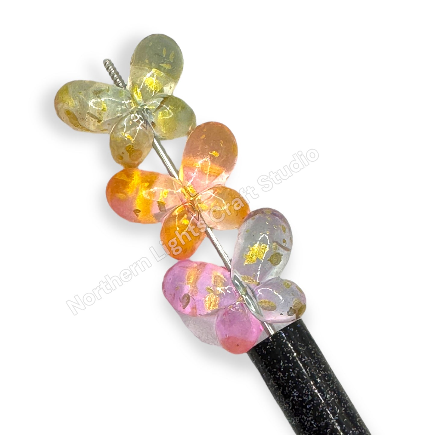 Puffy Butterfly Bead with Gold Flake - 5pc. Mix