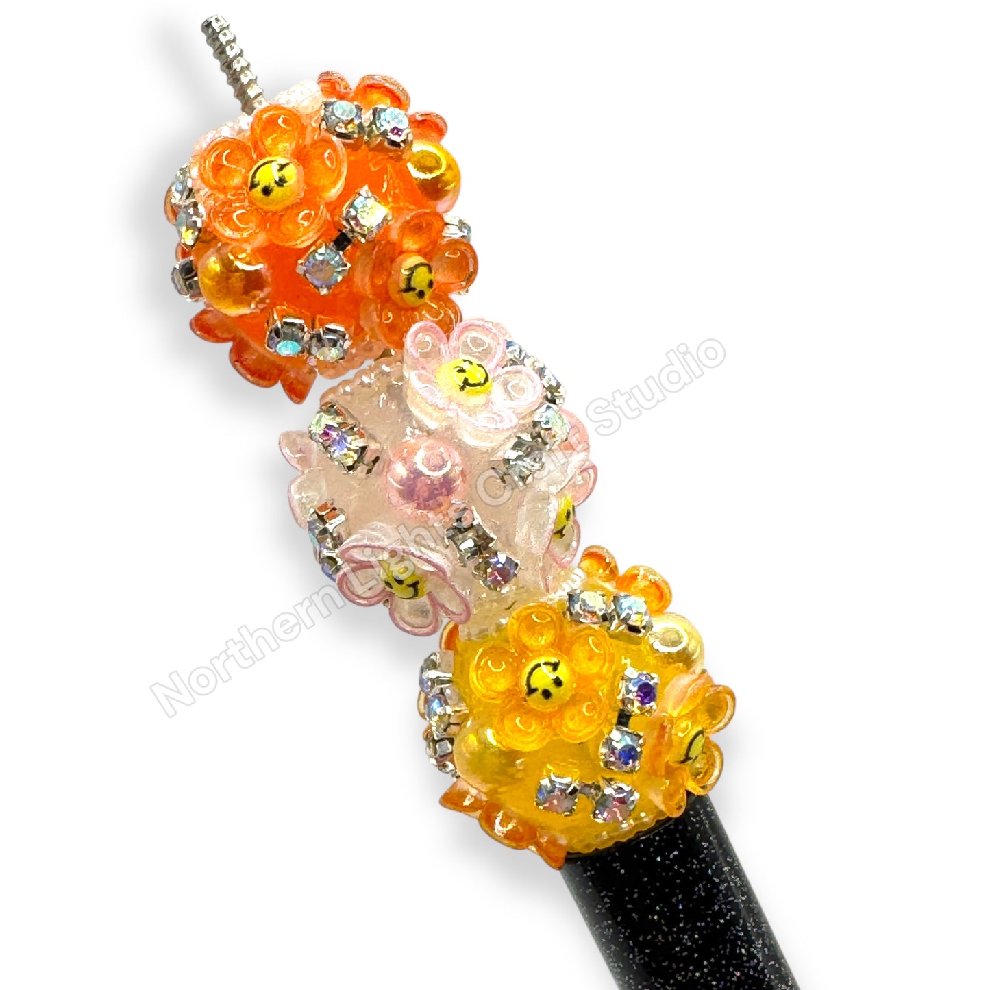 Fancy Smiley Flower Beads - 5pc.
