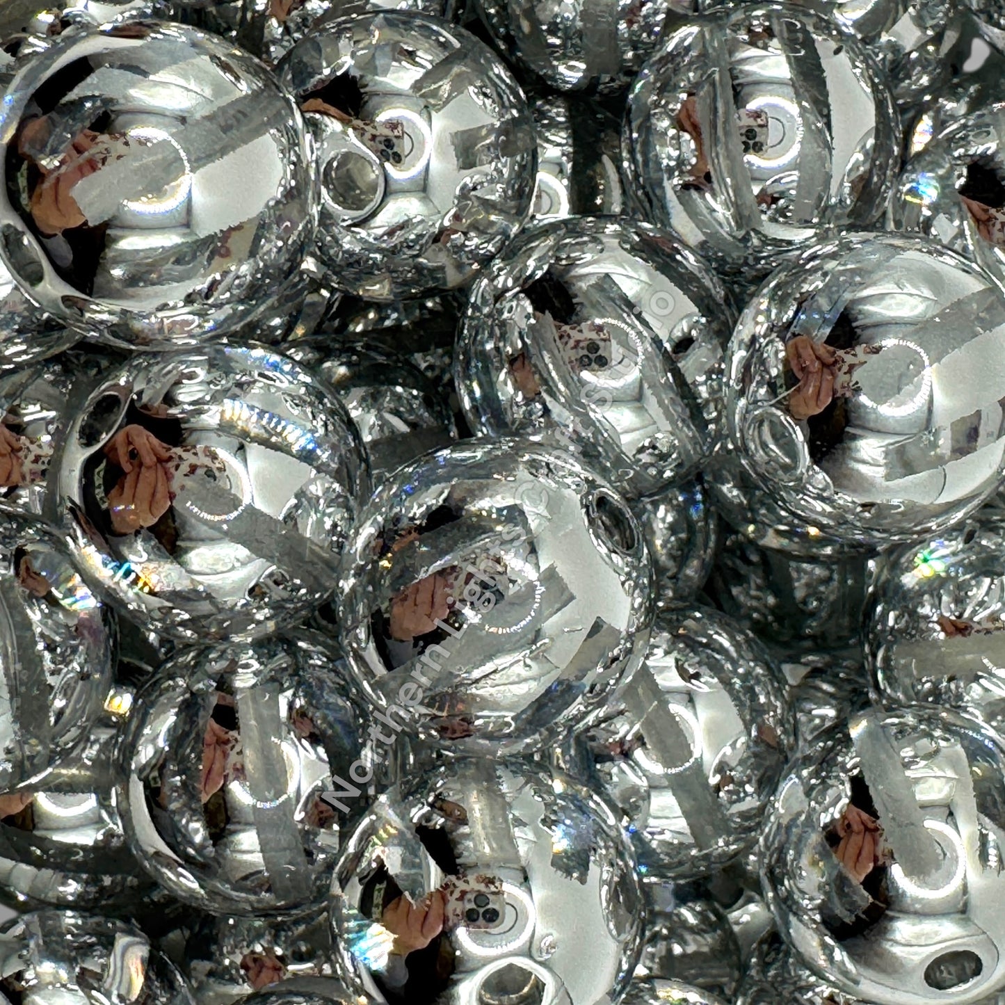 Shiny Striped 16mm Acrylic Beads - 20 pc.