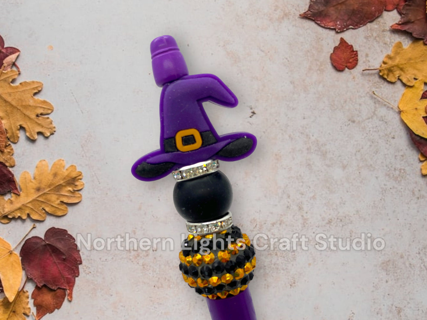 Halloween Custom Bead Pen, Bling Pen, Black Cat Pen, Spooky Pen, Ghost Pen, Rhinestone Pen, Trick or Treat, Cute Cat, Black Cat, Witch Hat