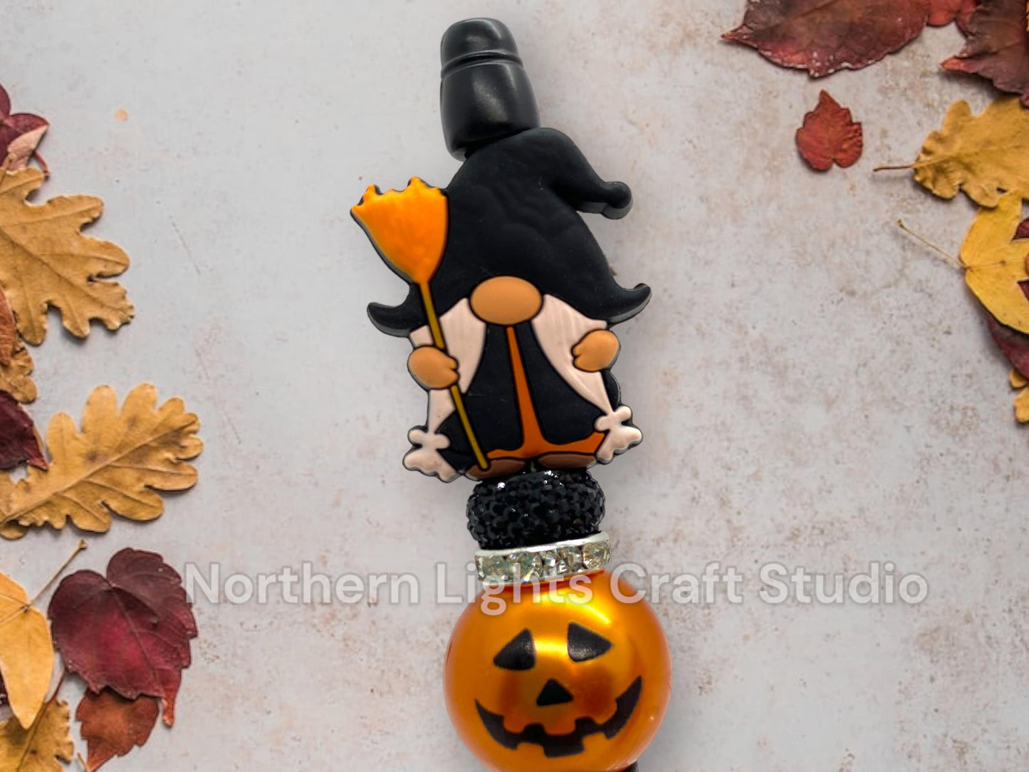 Halloween Custom Bead Pen, Bling Pen, Gnome Collector, Gnomes, Jack-0-Lantern, Rhinestone Pen, Trick or Treat Gift, Halloween Door Prize