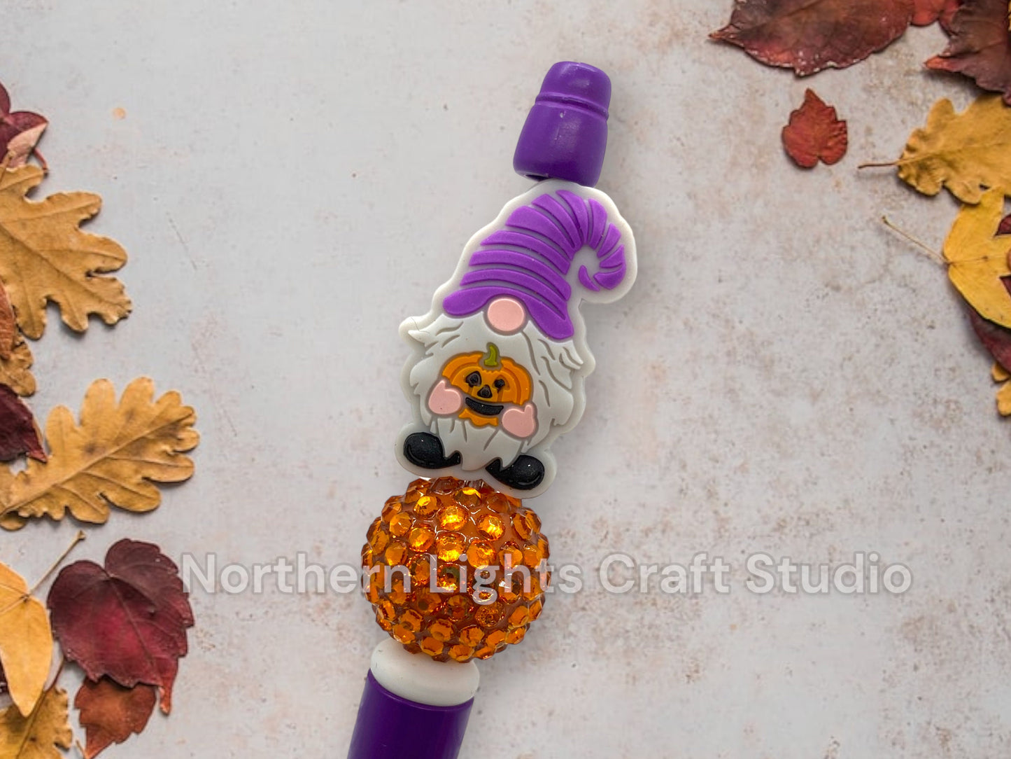 Halloween Custom Bead Pen, Bling Pen, Gnome Collector, Gnomes, Jack-0-Lantern, Rhinestone Pen, Trick or Treat Gift, Halloween Door Prize