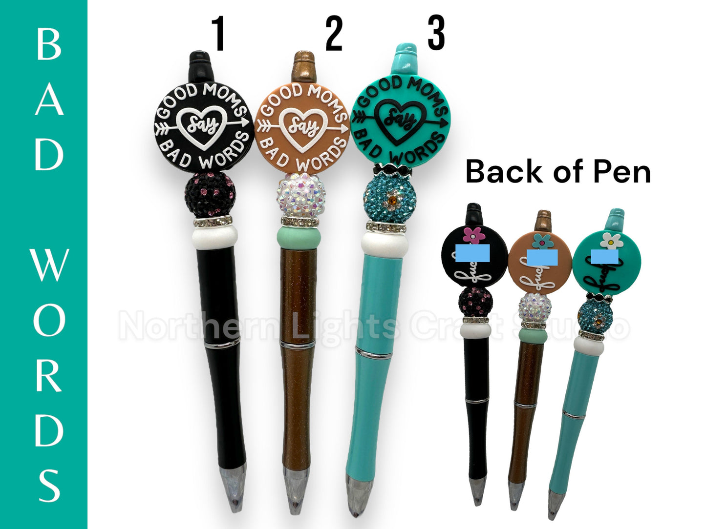 Swear Word Pens, Good Moms Say Bad Words, Sarcastic Pen, Beaded F*ck Pen, Bad Words Pens, Bad Language, Naughty Word Beads
