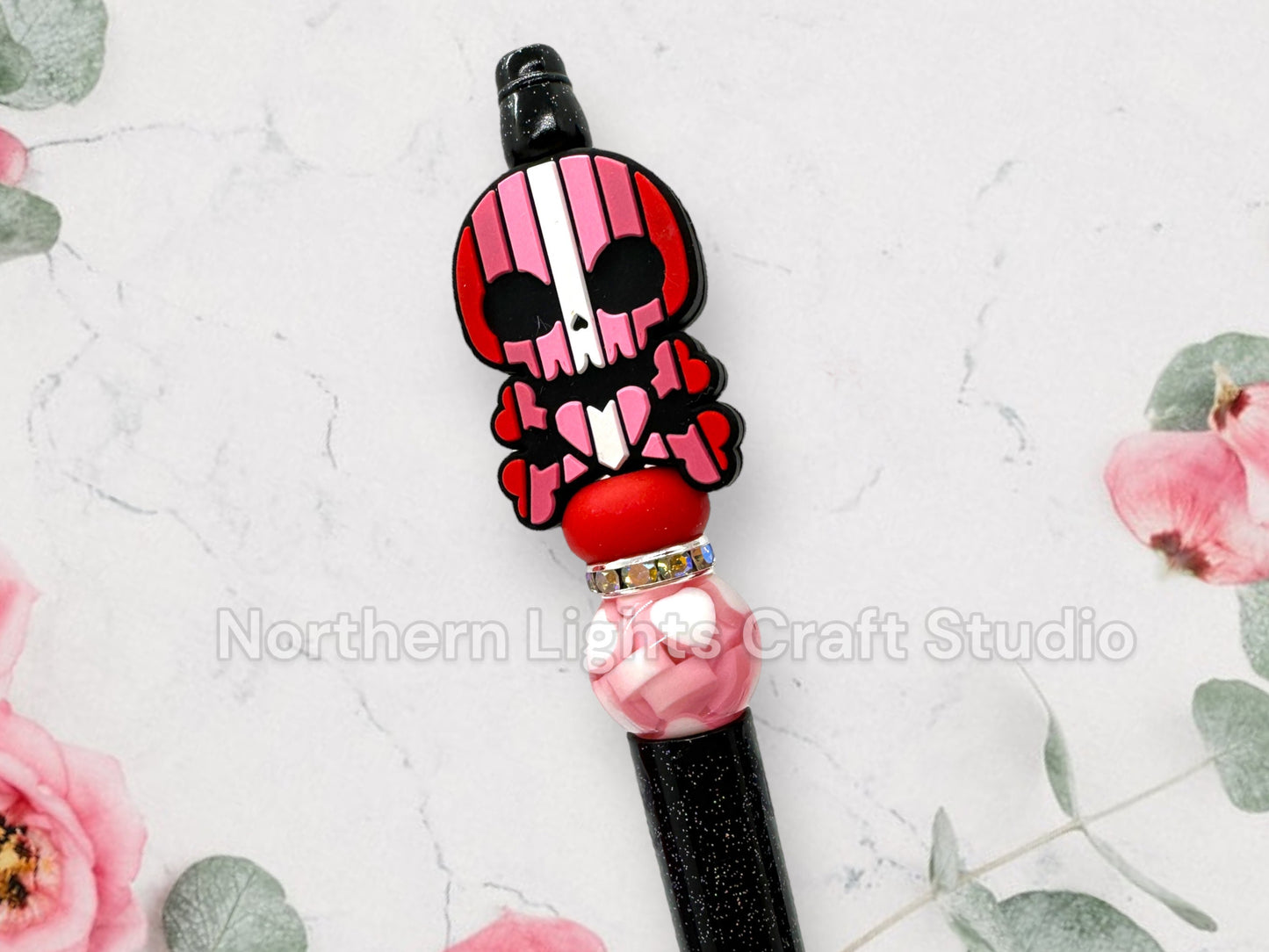 Valentine's Day Pen, Bling Pen, Bling Gnome Pen, Rhinestone Pen, Bead Pen, Hedgehog Pen, Red Truck Pen, Valentine Skull and Crossbones