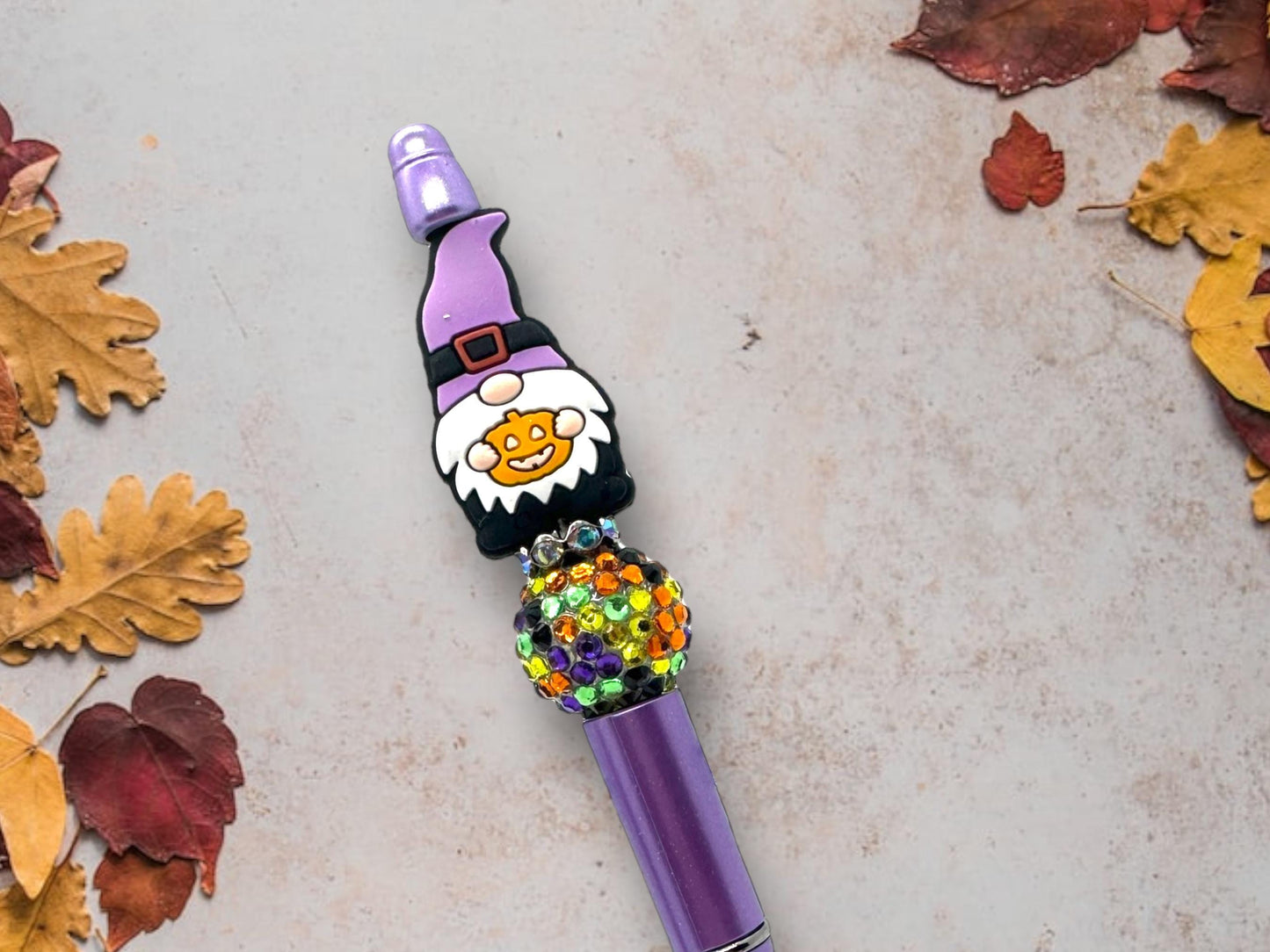 Halloween Bead Pen, Focal Pen, Spider Pen, Pilgrim Gnome, Pumpkin Gnome, Witch Gnome Pen
