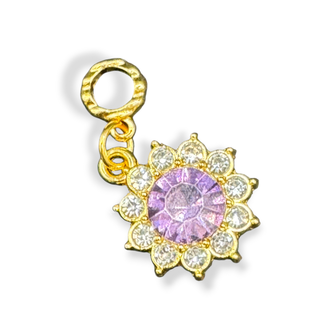 Starburt Rhinestone Gold Charm with Bail -10pc. Mix