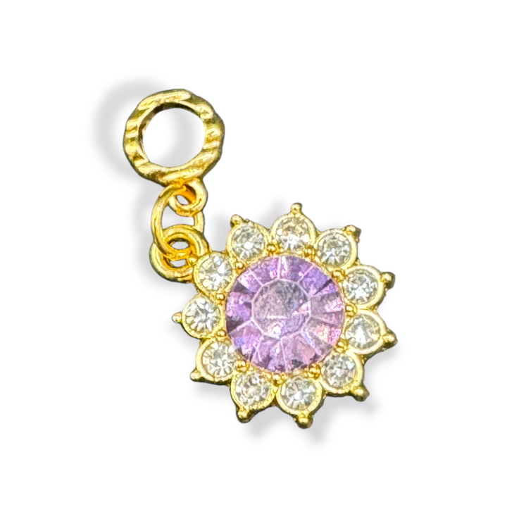 Starburt Rhinestone Gold Charm with Bail -10pc. Mix
