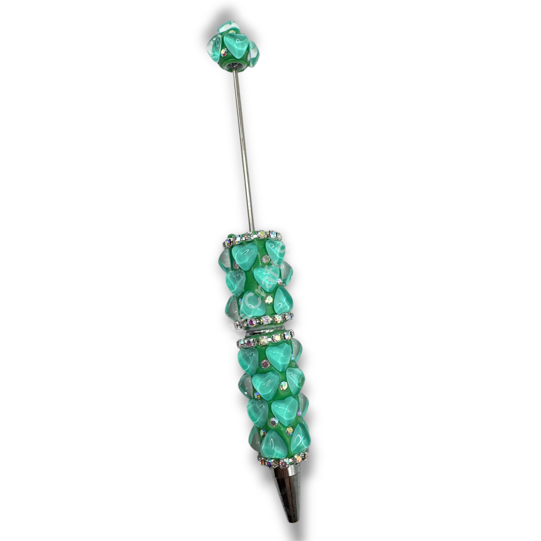 Beadable Jelly Neon Glass Heart Fancy Bling Rhinestone Pen