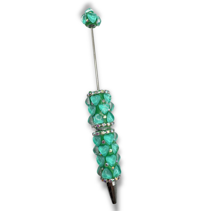 Beadable Jelly Neon Glass Heart Fancy Bling Rhinestone Pen