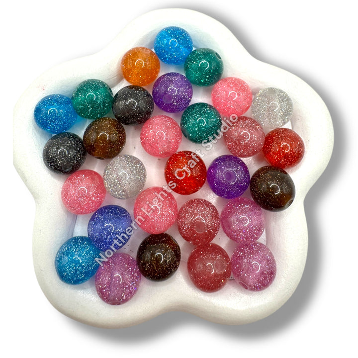 12mm Glitter Beads - 25 pcs.