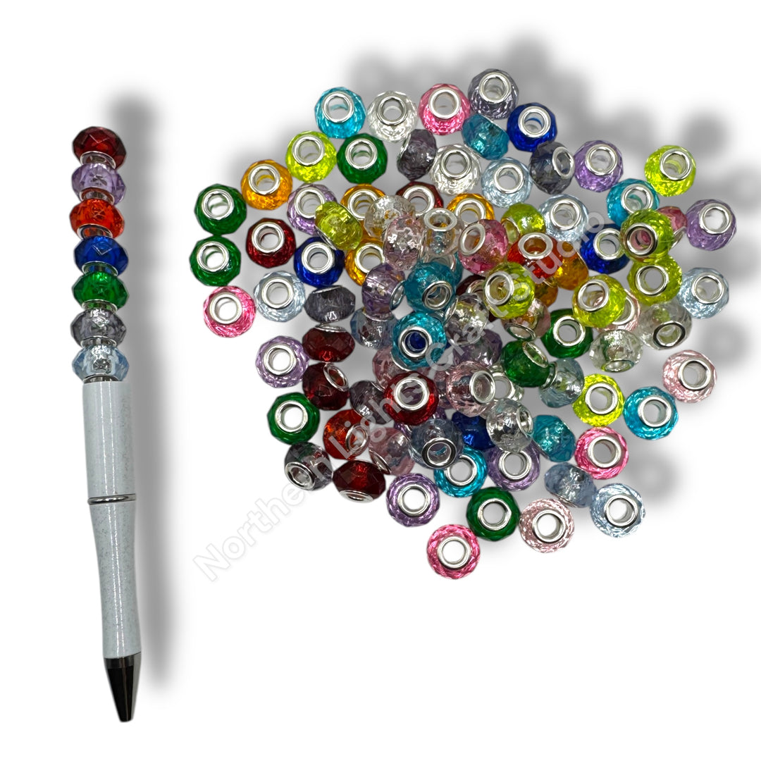 Wheel Beads / Large Hole Glass Crystal Spacer Beads - Pack of 25 Pieces