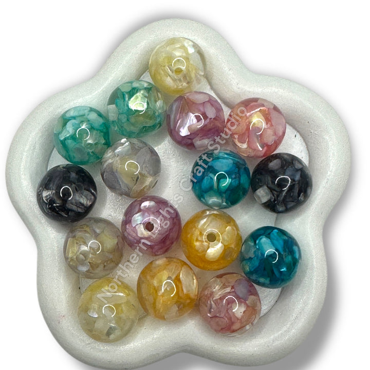 Acrylic 16mm Shell Fragment Beads - 20pc.