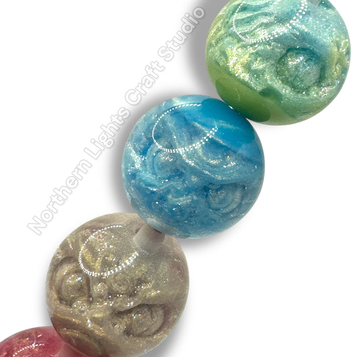 Galaxy Dragon Face Luminous Resin Glitter Premium 16mm Beads -20pc.