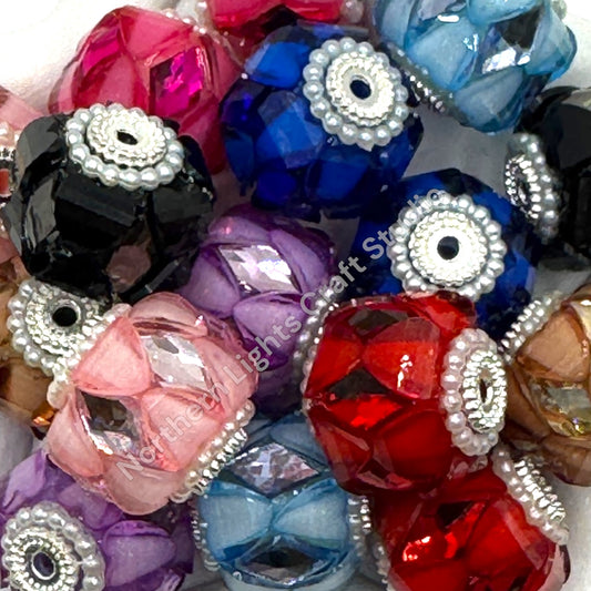 Diamond Accent Heart Beads - 1pc.