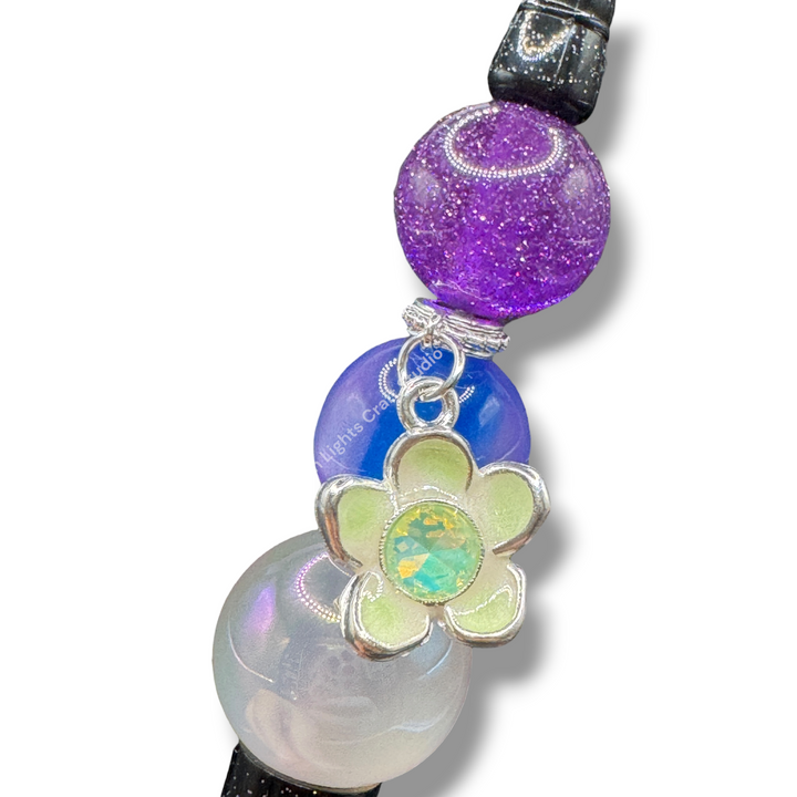 Enamel Silver Flower Crystal Charm with Bail -10pc. Mix