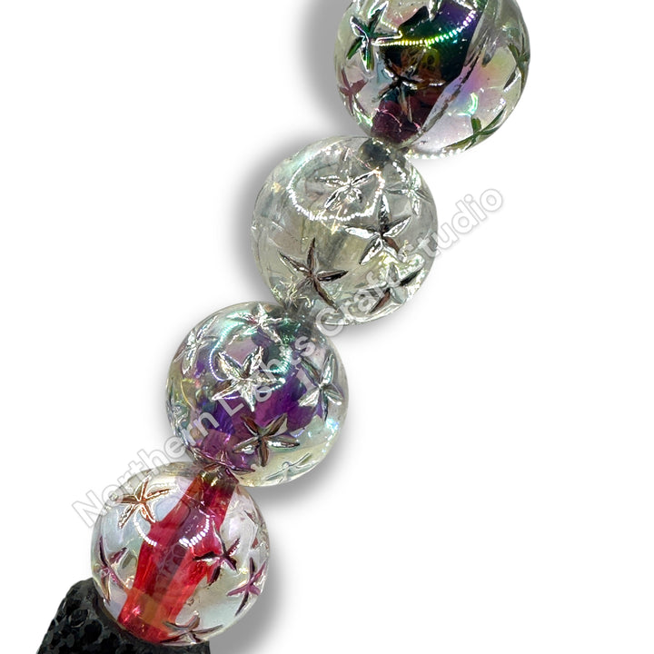Etched Star Translucent UV Color 16mm Acrylic Beads - 20pc.