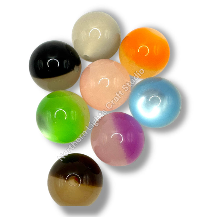 Two Tone Color Changing Cat Eye 20mm Bead Mix  - 10pc.