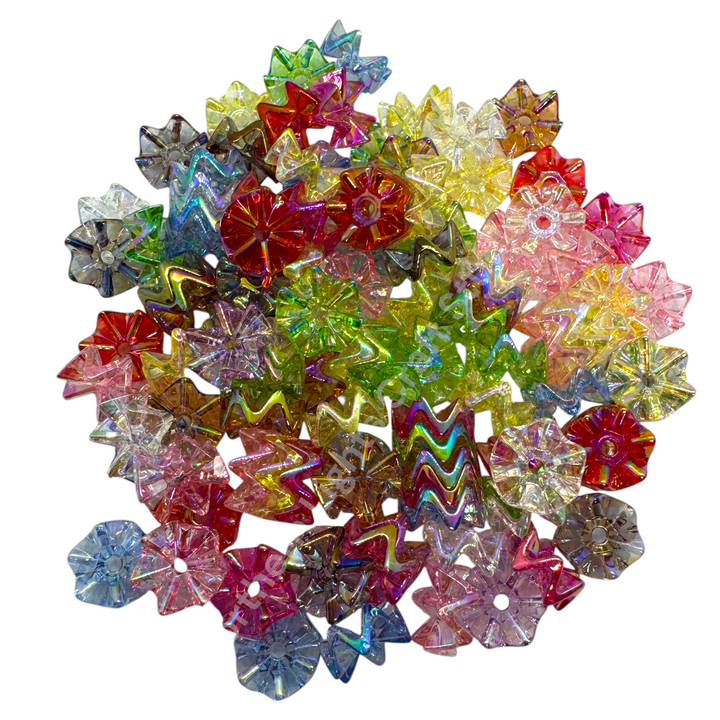 UV Clear Colorful  Premium 16mm Acrylic Zig Zag Spacer Mix - 50 pcs.