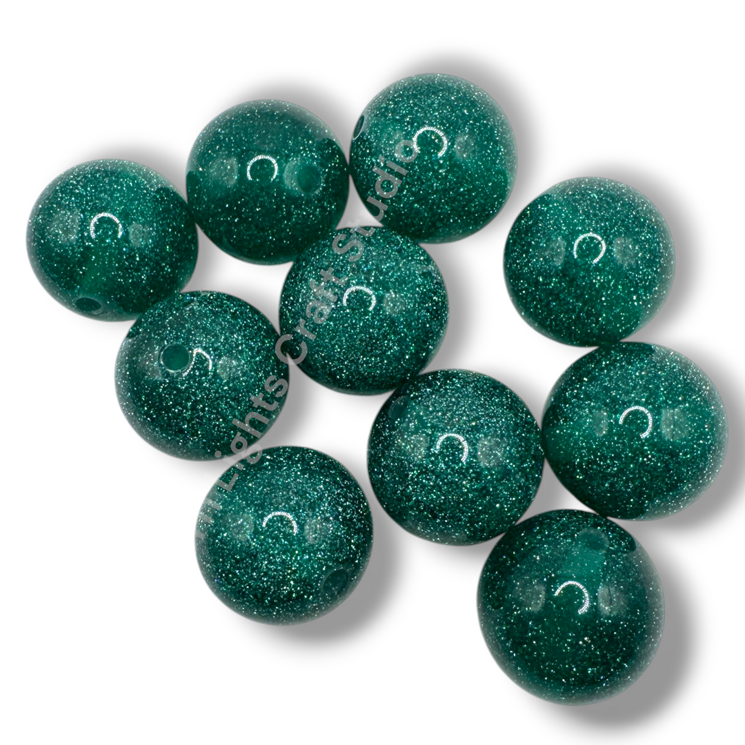 Glitter Dust 20mm Resin Bead Mix or Single Colors - 10 Pcs.