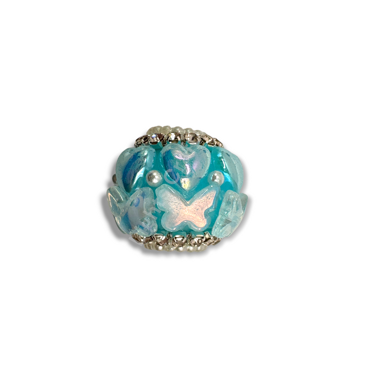 Butterfly Shiny Heart Fancy Bead -3pc.