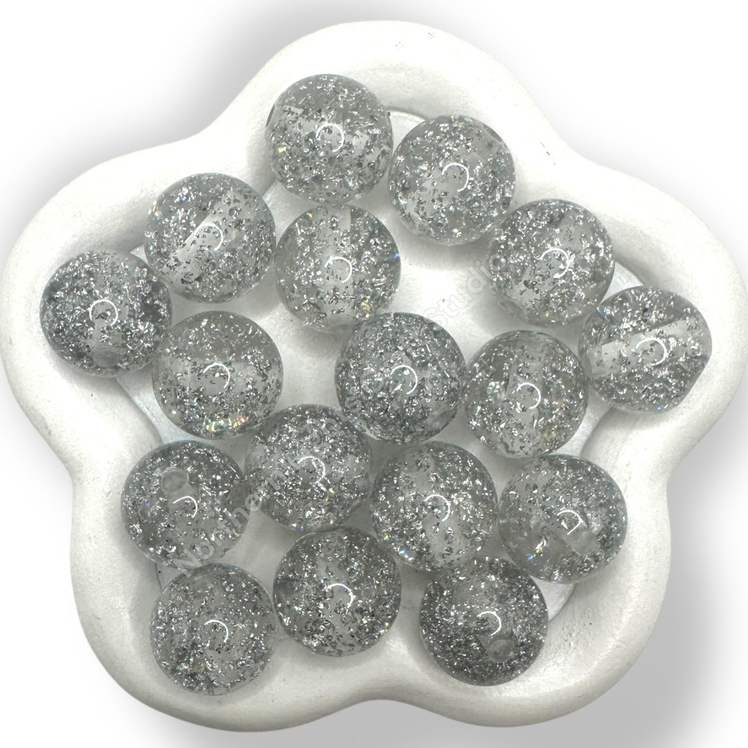 16mm Gold Silver Flake Acrylic Beads -20 pieces