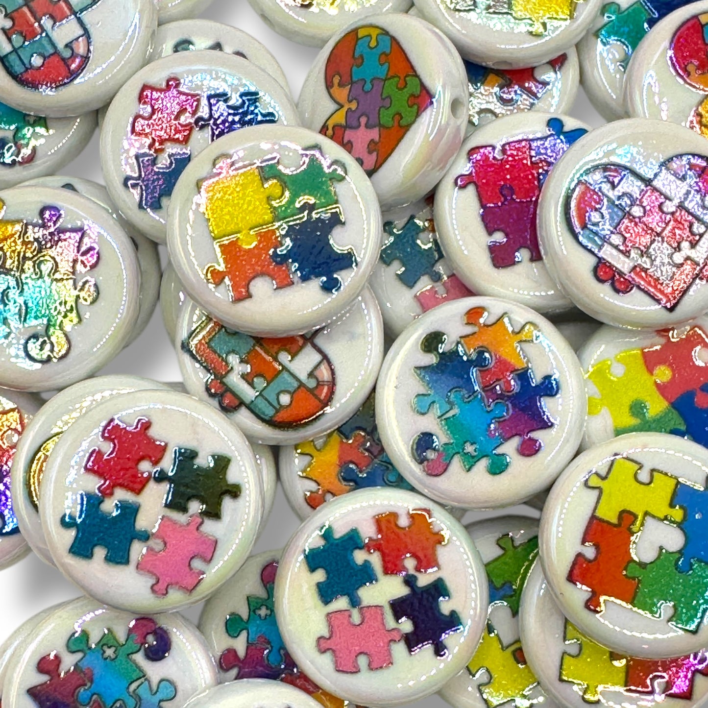 Autism Awareness Printed Acrylic Bead Mix - 10 pc.