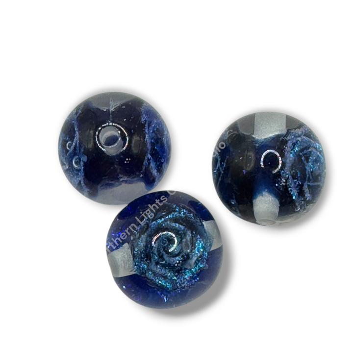 Glitter Rose Luxury Resin 16mm Beads - 20pc. - Choose Color