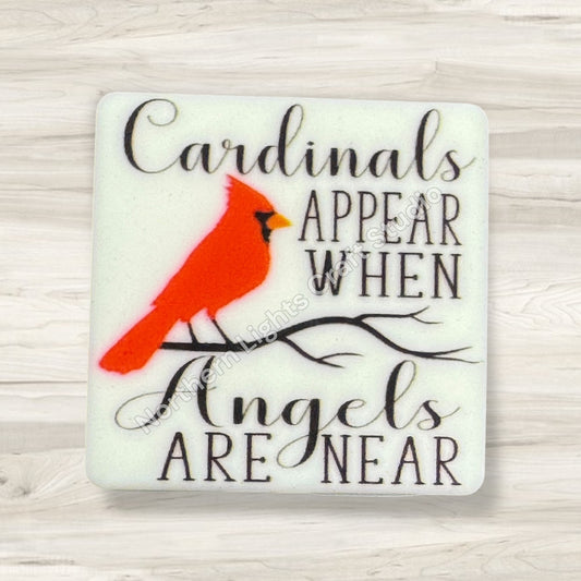 Printed Red Cardinal Focal Beads - 1pc.