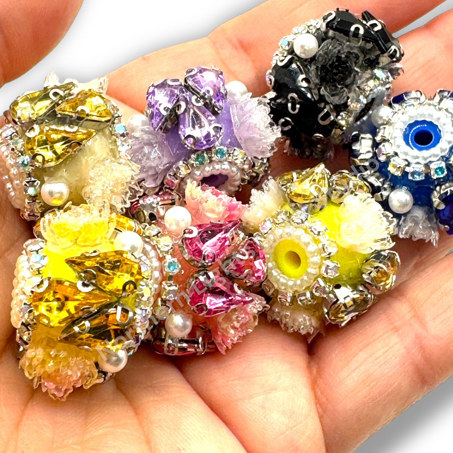 Teardrop Crystal and Flower Fancy Indian Beads - 1pc.