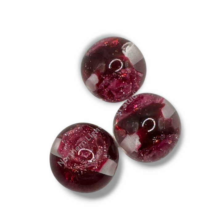 Glitter Rose Luxury Resin 16mm Beads - 20pc. - Choose Color